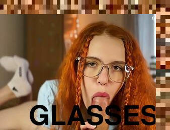 Red-haired Curly-haired Whore Ahegao Put On Glasses To Seem Smarter But Only Sucked A Dick! P1