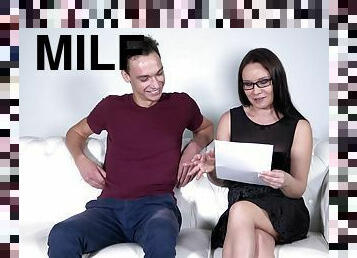 MILF Wendy Moon wearing glasses being fucked by a younger dude