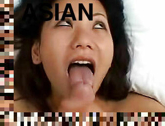 Her Asian mouth is his to fuck