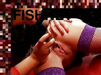 Jasmine &amp; Paige Lick And Bump Poons In Fancy Fishnet And