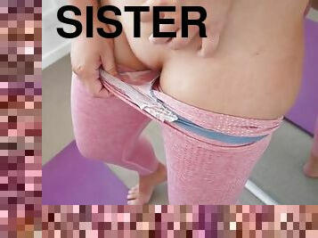 Step sister wants to cum in panties before yoga class