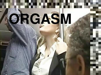 orgasme, amatør, blond, bus