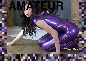 Chloe: purple latex outfit