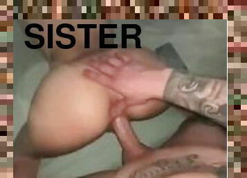 Tattooed brother fuck his stepsister and  she takes it on the back