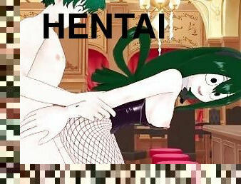 Tsuyu Asui and Izuku Midoriya have intense sex in a casino. - My Hero Academia Hentai