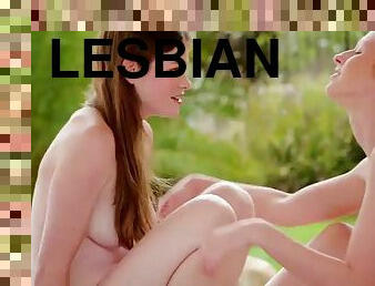 Poolside lesbian fucking