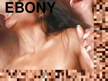 Ebony girl enjoys like a slut with a deep double penetration