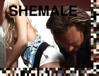 shemale, anal, opiekunka-do-dzieci, blondynka