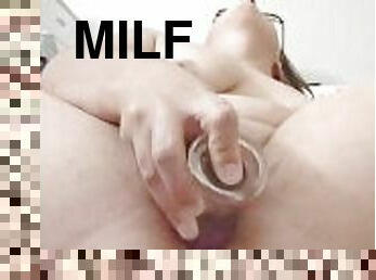 Sexy milf strip Tease then has fun with toy
