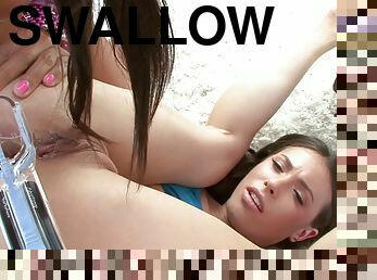 Adriana Luna and Casey Calvert are swallowing
