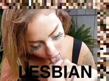 Lesbian face licking