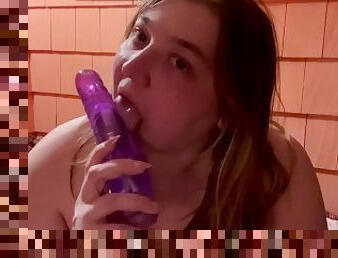 Slowly Deepthroating a Dildo