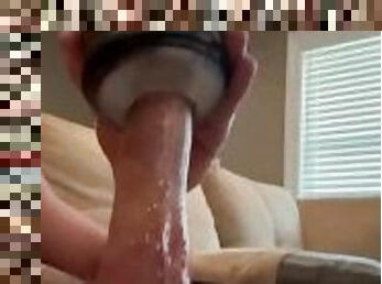 Solo hot stud fucks his new toy with lube