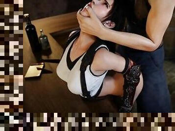 Cloud offered Tifa a drink and his cock right behind the bar . Final Fantasy