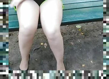 sa-labas, istaking-pantyhose, publiko, baguhan, aleman, bbw, paa, istaking, fetish, solo