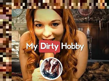 MyDirtyHobby - Beautiful Redhead Lara-Shy Practices Her Deepthroat Skills On Her New Dildo