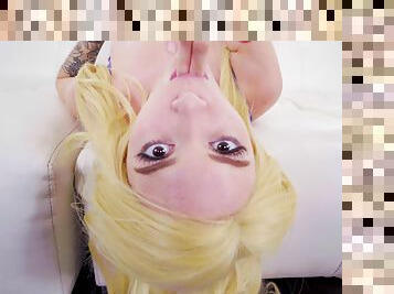 Fine blonde gags and throats in plain POV action
