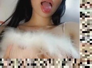 Sexy cute asian bunny flashing her intimate parts