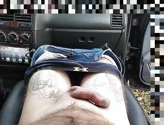 jerking off a dick in the car