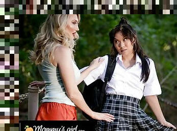 MOMMY&#039;S GIRL - Pervert MILF Kendra James Gets Aroused Seeing Stepdaughter Kimmy Kimm Wearing Uniform