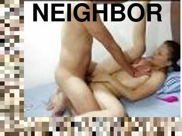 I destroy the neighbor's daughter's pussy in her room and spill my cum on her ass