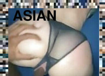 asiatisk, røv, utroskab, fisse-pussy, amatør, blandede-racer, hjemmelavet, creampie, sort, par