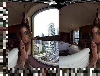 Busty russian whore with Big natural tits in POV VR solo in hotel room