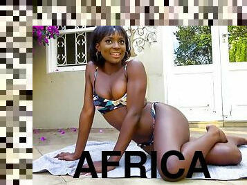 African Sex Trip - Natural Black Beauty Outdoor Interracial Yoga Sex