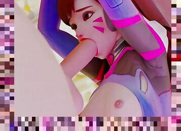D.Va Fucked In The Face And Gets A Load Of Cum