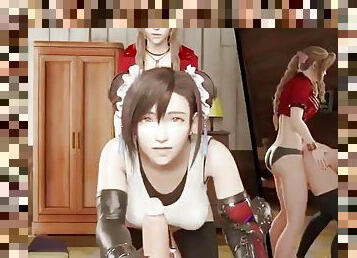 Tifa X Aerith Threesome Tifa Fucked By Strap On While Jacking You Off