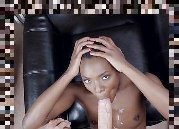 Afro slut rides the white dick in insane manners