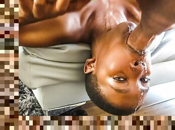 Bald Ebony Nigerian Drooling on Big Producer Cock in Audition