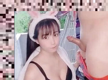 UNKNOWN ASIAN who LOVES CUM white nightgown