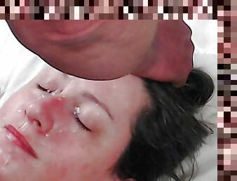More thick loads on her Face Homemade Facial