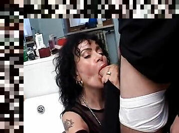 Michelas always hot slut fucks Giovanni in the bathroom