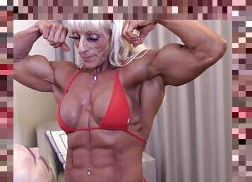 Huge Ripped Muscle Girl Dominates Little Whore