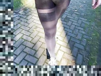 Walk in black Nylon and Stockings