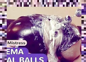 Extreme FEMDOM ENEMA, anal play with whipped CREAM and ANAL balls in my SLAVE's ass