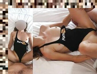 Beautiful PornHub model gets doggystyle sex and creampie