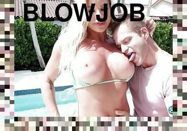 A poolside blowjob and an indoor fuck for Robbin Banx