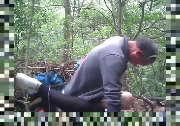 Asian Dad Doing Bareback In The Woods With Younger Prostitut