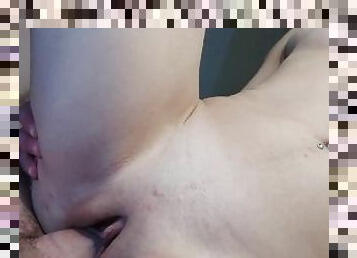 Female orgasm from hard sex. A girl with small tits cums