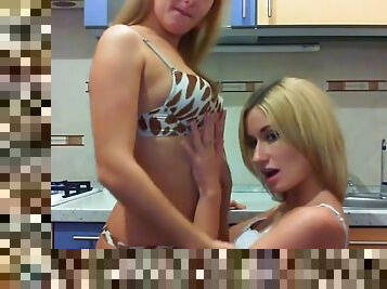 Sexy striptease in the kitchen