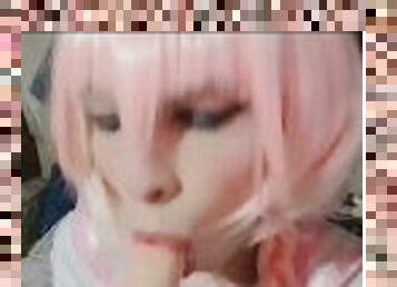 Astolfo makes blowjob in very tasty dildo