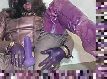 collants, transsexuelle, amateur, ejaculation-sur-le-corps, travesti, ejaculation, sperme, fétiche, latex, lait