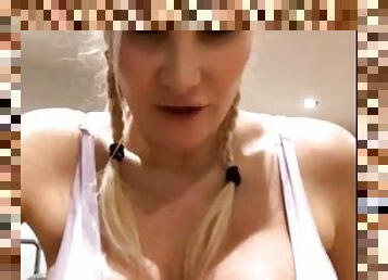 Blonde milf with big tits and ass Sophie James Live on Instagram