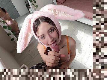 Hungry Bunny Gets Deep Sucking Big Dick And Eating Cum To Satisfy