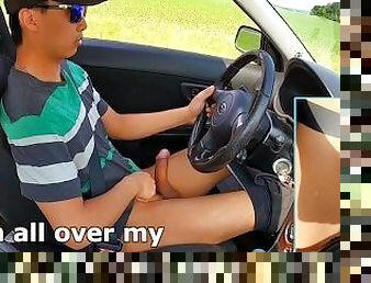 Shamelessly masturbating while driving around the city