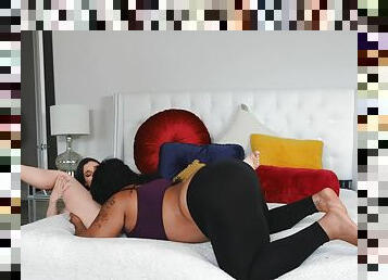 Busty broad and her Latina BBW stepmom in a personal duo before sharing dick like sluts