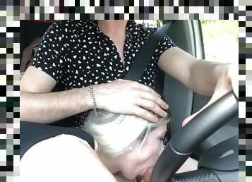 blowjob with swallow while driving the car to work of this blonde, thanks me for the ride!